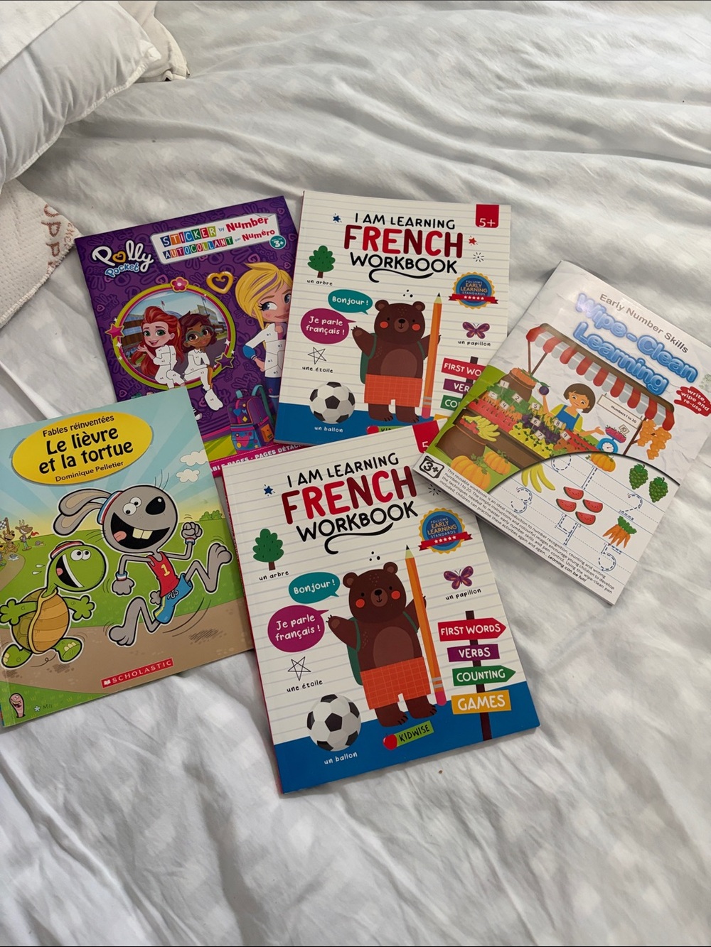 Kids French Learning Workbook Set - Blue, Red, Green (new)